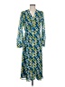 MICHAEL Michael Kors 100% Polyester Print Blue Casual Dress Size M - photo 1