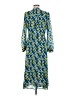 MICHAEL Michael Kors 100% Polyester Print Blue Casual Dress Size M - photo 2