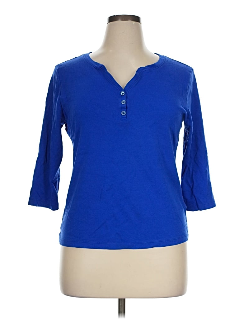 Pre-owned Karen Scott 3/4 Sleeve T-shirt In Blue