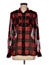 QMack 100% Polyester Plaid Red Long Sleeve Blouse Size M - photo 1