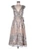 Mac Duggal 100% Polyester Metallic Silver Cocktail Dress Size 8 - photo 1