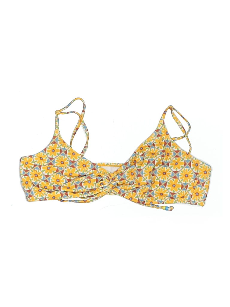 Pre-owned Pacsun Swimsuit Top Yellow Print Pattern Swimwear