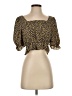 Pieces Yellow Brown 3/4 Sleeve Blouse Size S - photo 1