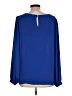 Ann Taylor LOFT 100% Polyester Blue Long Sleeve Blouse Size L - photo 2