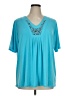 Susan Graver Teal Short Sleeve Blouse Size 1X - photo 1