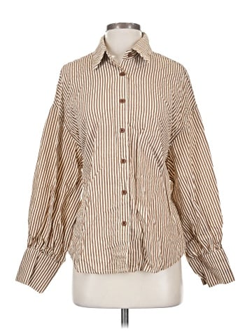 Missguided Long Sleeve Button-Down Shirt (view 1)