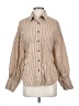 Missguided Stripes Brown Long Sleeve Button-Down Shirt Size S - photo 1