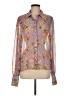 Lavender Brown 100% Polyester Floral Purple Long Sleeve Blouse Size M - photo 1