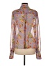 Lavender Brown 100% Polyester Floral Purple Long Sleeve Blouse Size M - photo 2