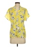 CAbi 100% Polyester Floral Yellow Short Sleeve Blouse Size XS - photo 1