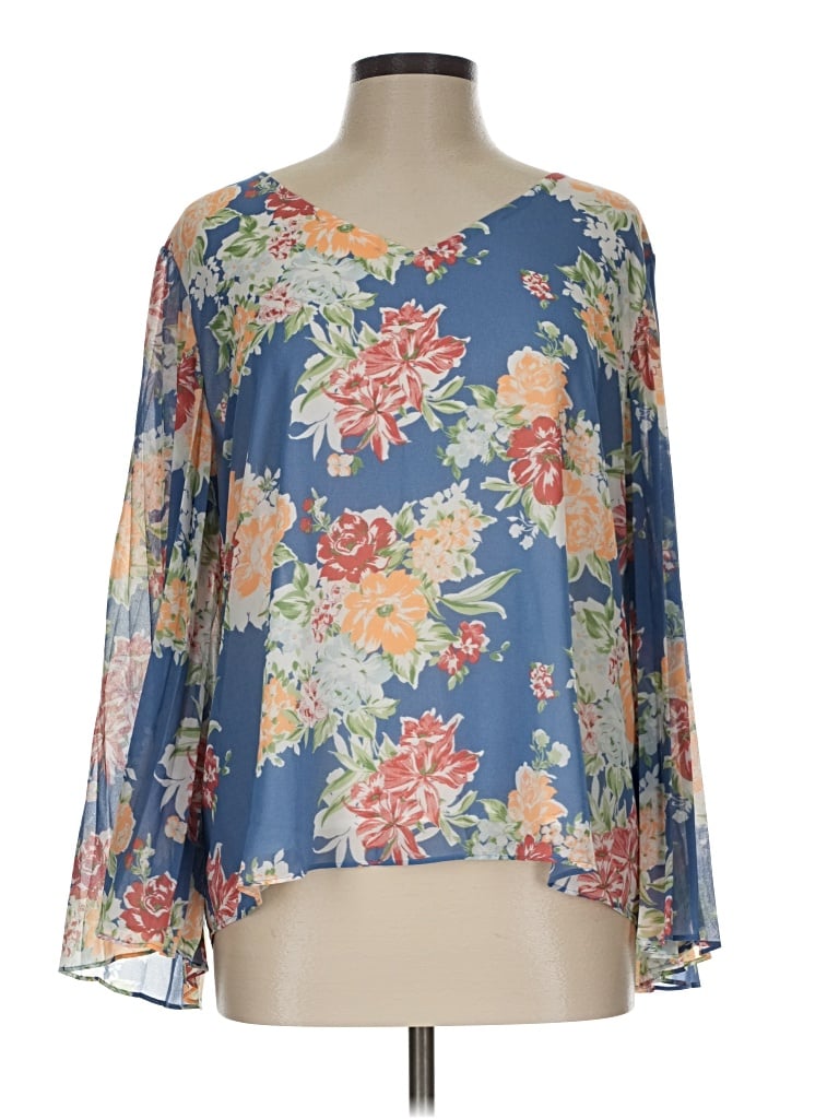 Pre-owned Laurie Felt Long Sleeve Blouse In Blue