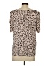 Adrienne 100% Polyester Animal Print Tan Short Sleeve Blouse Size S - photo 2