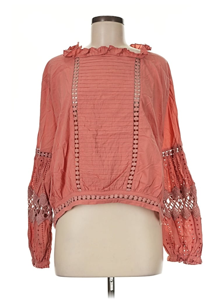 Pre-owned Topshop Long Sleeve Blouse In Orange