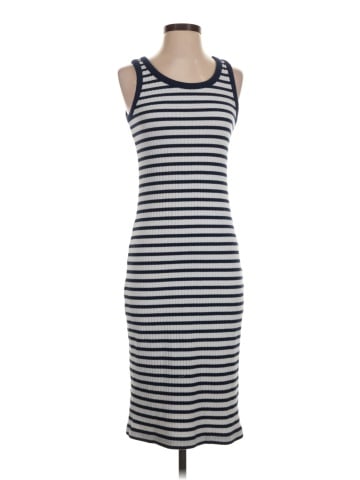 Madewell Ribbed Tank Scoop Midi Dress in Stripe (view 1)