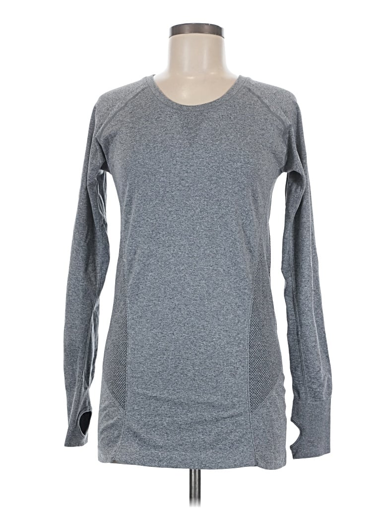 Pre-owned Zella Long Sleeve T-shirt In Gray