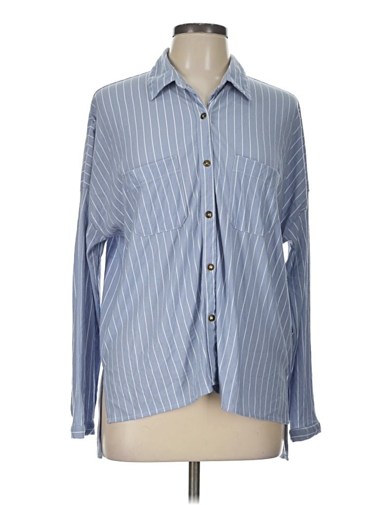 Pre-owned Sage The Label Long Sleeve Button Down Shirt In Blue