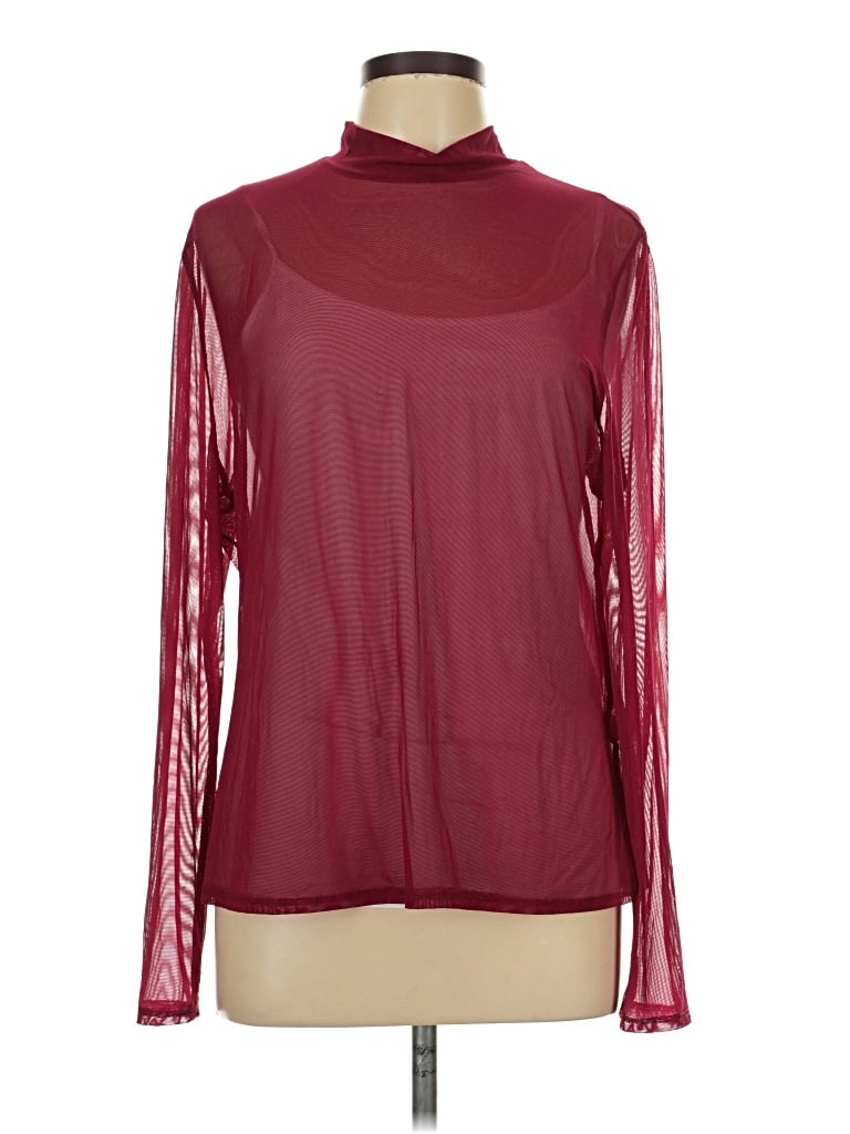Pre-owned Shein Curve Long Sleeve Blouse In Burgundy