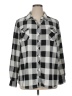 D&Co. Checkered-gingham Silver Long Sleeve Blouse Size XL - photo 1
