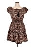 Justify 100% Rayon Floral Brown Casual Dress Size L - photo 1