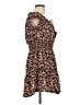Justify 100% Rayon Floral Brown Casual Dress Size L - photo 4