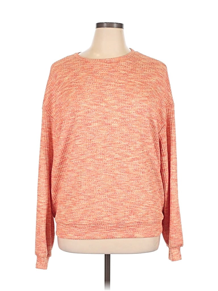 Pre-owned Emery Rose Long Sleeve Top Orange Crew Neck Tops