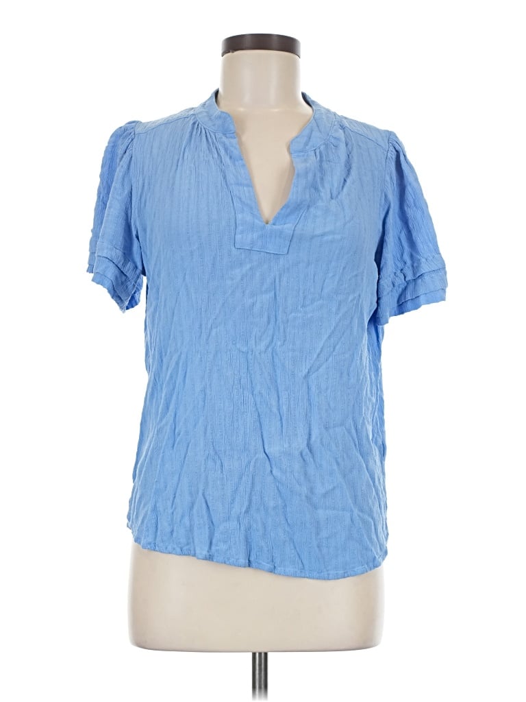 Pre-owned Well Worn Short Sleeve Blouse In Blue