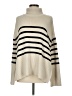 Gap 100% Cotton Stripes Ivory Turtleneck Sweater Size M - photo 1