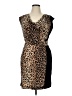 Sandra Darren Animal Print Brown Cocktail Dress Size 14 - photo 1