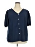 Shein Curve 100% Polyester Blue Short Sleeve Blouse Size 20 Plus (4) - photo 1
