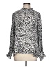 DKNY 100% Polyester Animal Print Silver Long Sleeve Blouse Size L - photo 1