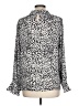DKNY 100% Polyester Animal Print Silver Long Sleeve Blouse Size L - photo 2