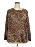 Lands' End 100% Cotton Animal Print Brown Long Sleeve Blouse Size 2X - photo 1