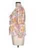 Rose + Olive Floral Pink Short Sleeve Blouse Size L - photo 5