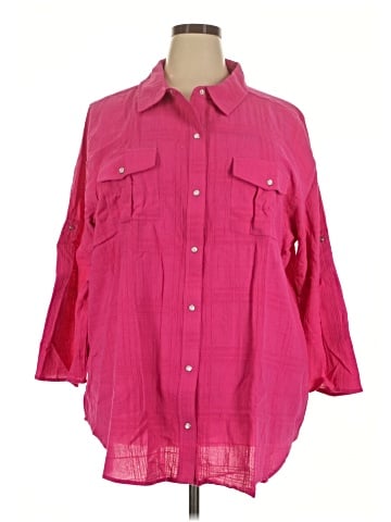 Woman Within 3/4 Sleeve Button-Down Shirt (view 1)