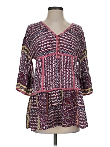 Maeve by Anthropologie 3/4 Sleeve Silk Top (view 1)