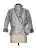 Marisa Baratelli 100% Silk Metallic Silver Jacket Size 12 - photo 1