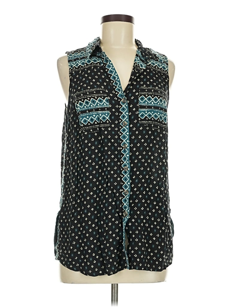 Pre-owned Akemi + Kin Sleeveless Button Down Shirt In Teal