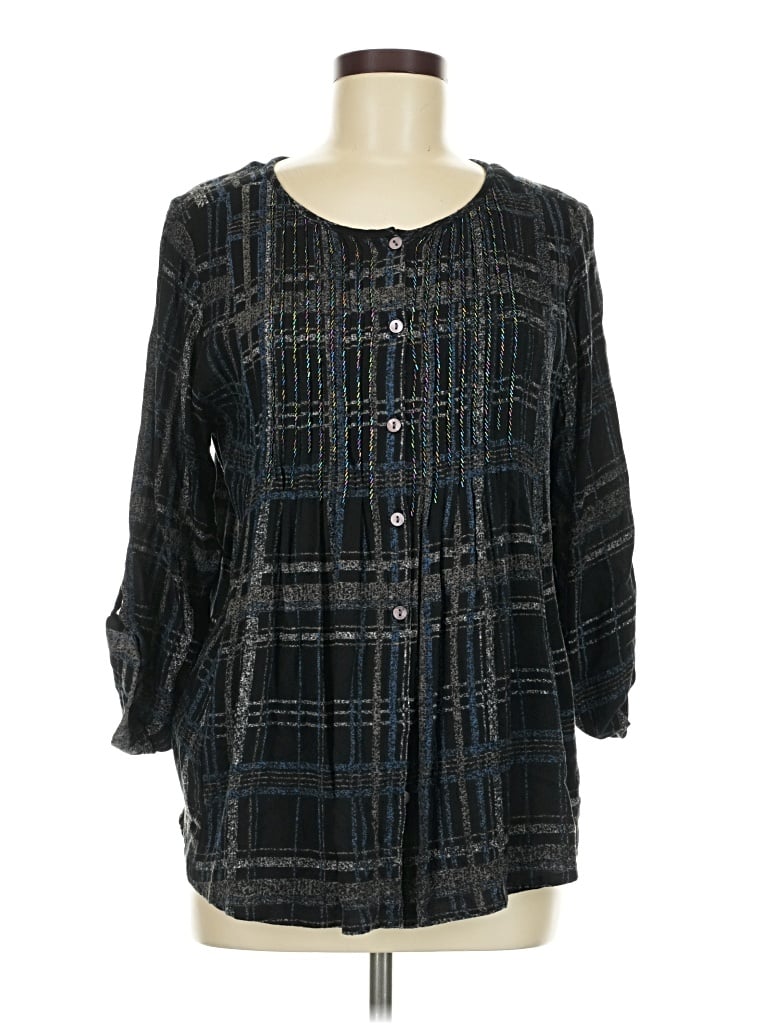 Pre-owned Soft Surroundings 3/4 Sleeve Blouse In Black