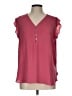 Ann Taylor LOFT 100% Polyester Pink Short Sleeve Blouse Size L - photo 1
