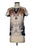 ALLSAINTS 100% Silk Silver Short Sleeve Top Size 4 - photo 1