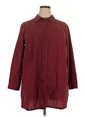 Roaman's 3/4 Sleeve Button-Down Shirt (view 1)
