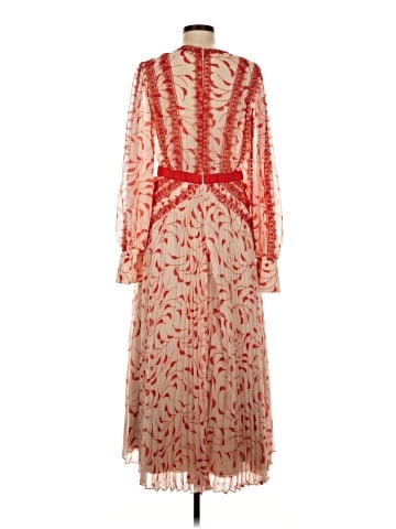 Self-Portrait Chiffon Crescent Guipure Lace-trimmed Pleated Printed Maxi Dress (view 2)