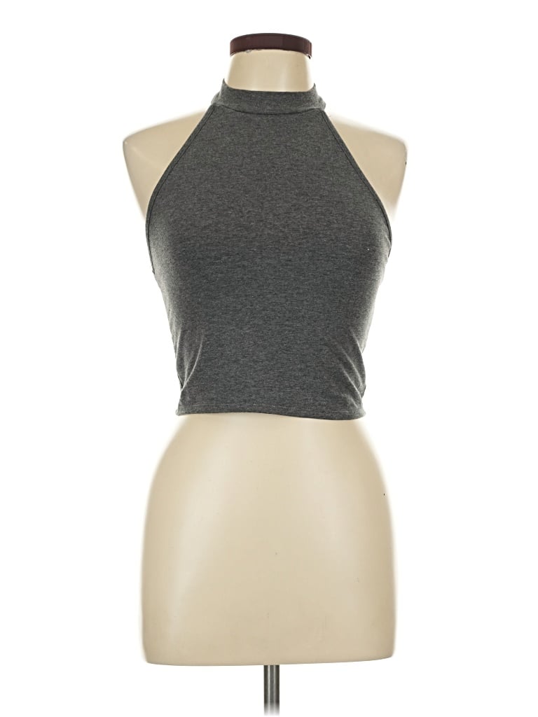 Pre-owned Heart & Hips Sleeveless Top Gray Halter Neckline Tops