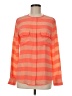 Equipment 100% Silk Stripes Orange Long Sleeve Silk Top Size M - photo 1