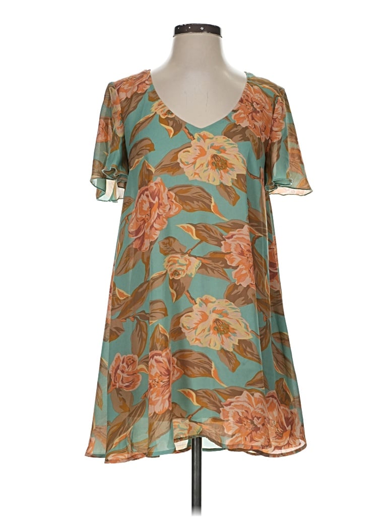 Show Me Your Mumu Casual Dress: Teal Tropical Pattern Dresses - Used - Size Small