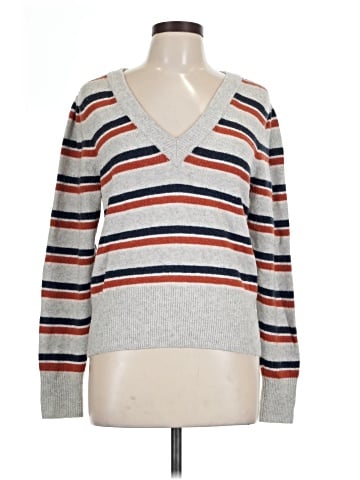 Madewell Striped Westgate V-Neck Sweater in Coziest Yarn (view 1)