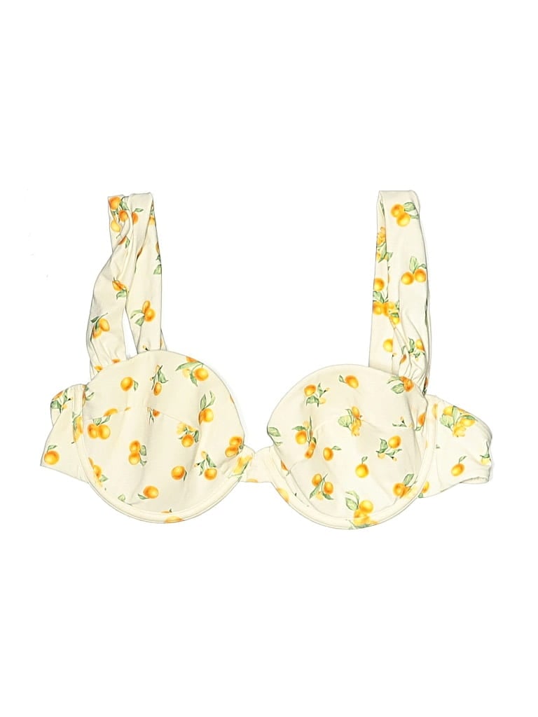 Pre-owned Weworewhat Swimsuit Top Yellow Floral Pattern Swimwear