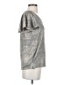 By Anthropologie Metallic Silver Short Sleeve Top Size S - photo 4