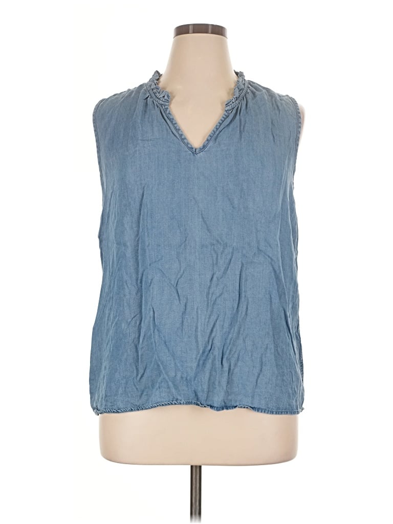 Pre-owned Time And Tru Sleeveless Blouse In Blue