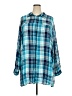 Avenue 100% Rayon Plaid Blue Long Sleeve Blouse Size 30 - 32 Plus - photo 1